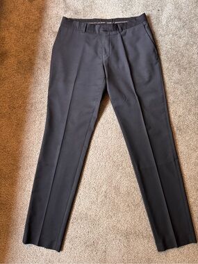 Monton Men’s Charcoal Pinstripe 2-Piece Suit | Burgundy Lining | Classic Fit